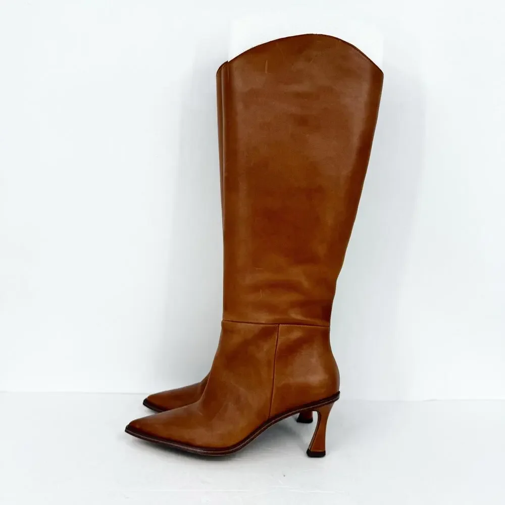 Vince Camuto Womens Emily Knee High Boots Size 6.5 M Wide Calf Brown Leather EUC